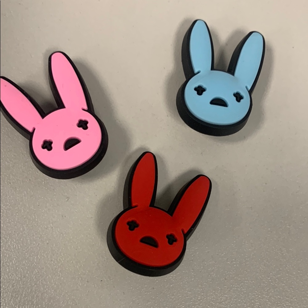 Bad Bunny croc Shoe Charms - Pink, Blue, Red